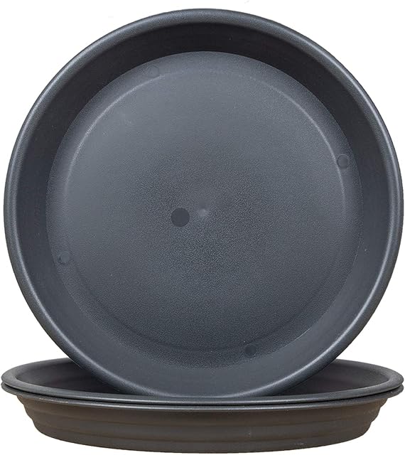 FREEGDN Plant Saucer 3Pcs 27cm Plastic Plant Pot Saucers Trays Indoor Outdoor Grey