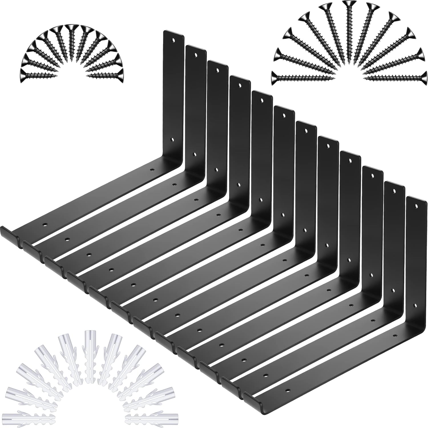 12 Pack 12 Inch J Lip Shelf Bracket Heavy Duty Shelves