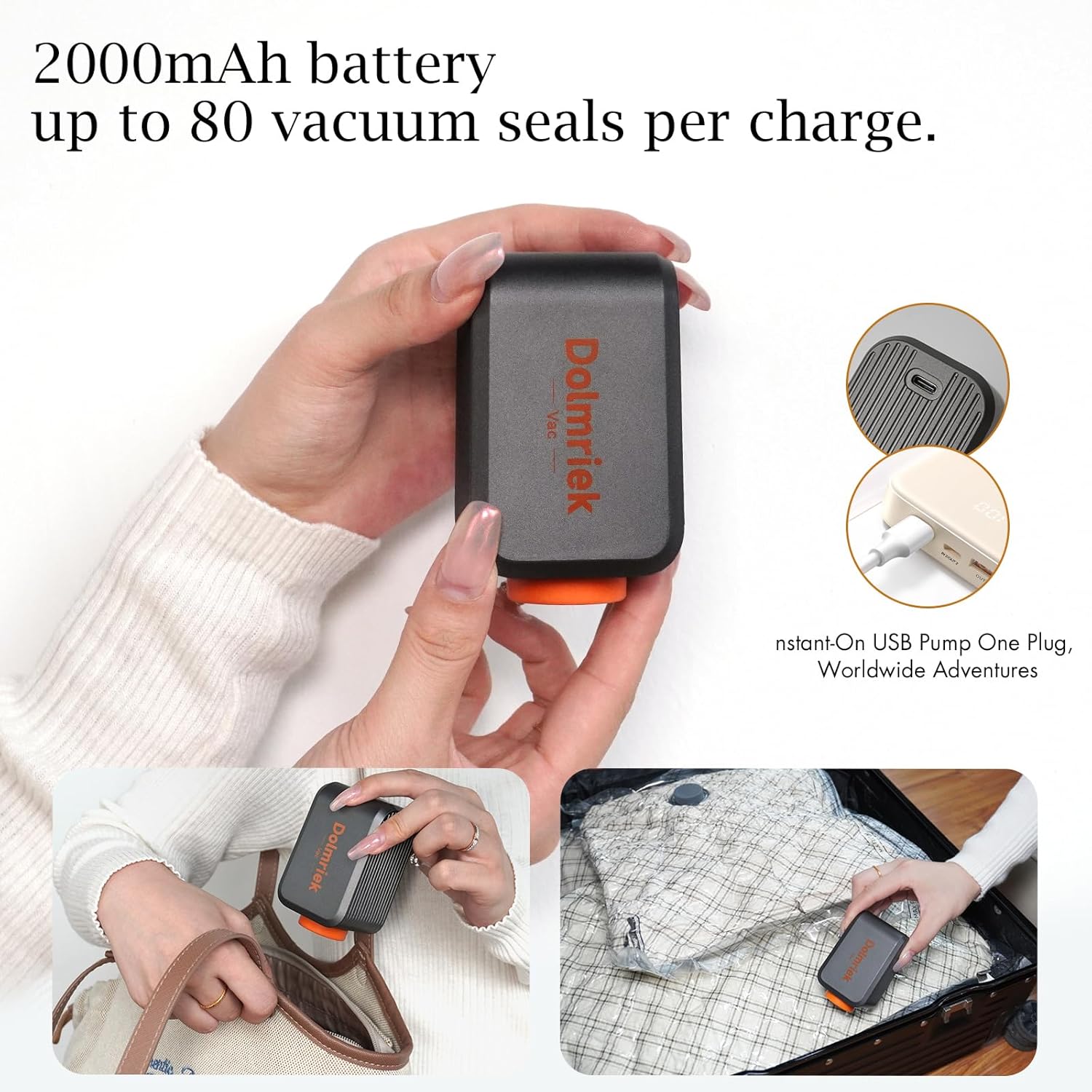 Travel Vacuum Storage Bags with USB Electric Pump, 15 Pack Compression Seal Bags for Luggage and Suitcase, Space Saver for Clothes and Clothing - Image 4