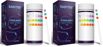 شرائط اختبار حمام السباحة والمنتجع الصحي EASYTEST، حزمة 150 شريطًا لاختبار درجة الحموضة في حوض الاستحمام الساخن، القلوية الكلية، الكلور والبروم المجاني، مجموعة أدوات اختبار مياه حمام السباحة الدقيقة 3 في 1 مكونة من 2