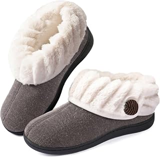 Wishcotton Women's Warm Bootie Slippers House Shoes with Fuzzy Collar
