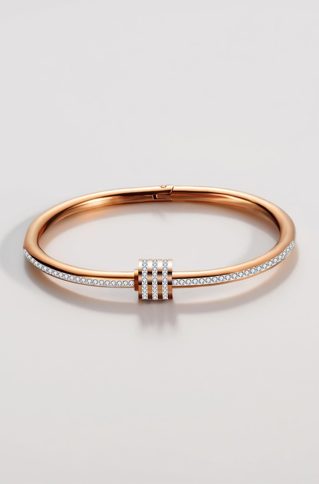 18K Gold Plated Stainless Steel Openable Crystal Bracelet | Cuff Bangle | Friendship Couple Wedding Gifts for Mother Sister Wife Girlfriend | Anti Tarnish Jewellery