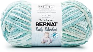Bernat Baby Blanket 300g Baby Blue- Green Yarn - 1 Pack of 300g/10.5oz - Polyester - 11 Super Bulky - Knitting/Crochet