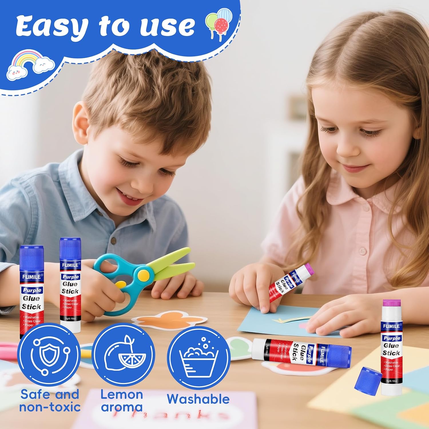36 Pack Glue Sticks Bulk for Kids, Disappearing Purple Glue Sticks for Classroom and Teacher Supplies.0.18 OZ kids glue Dries Clear, Non-Toxic, Washable, Back to School Supplies and Student Must Haves
