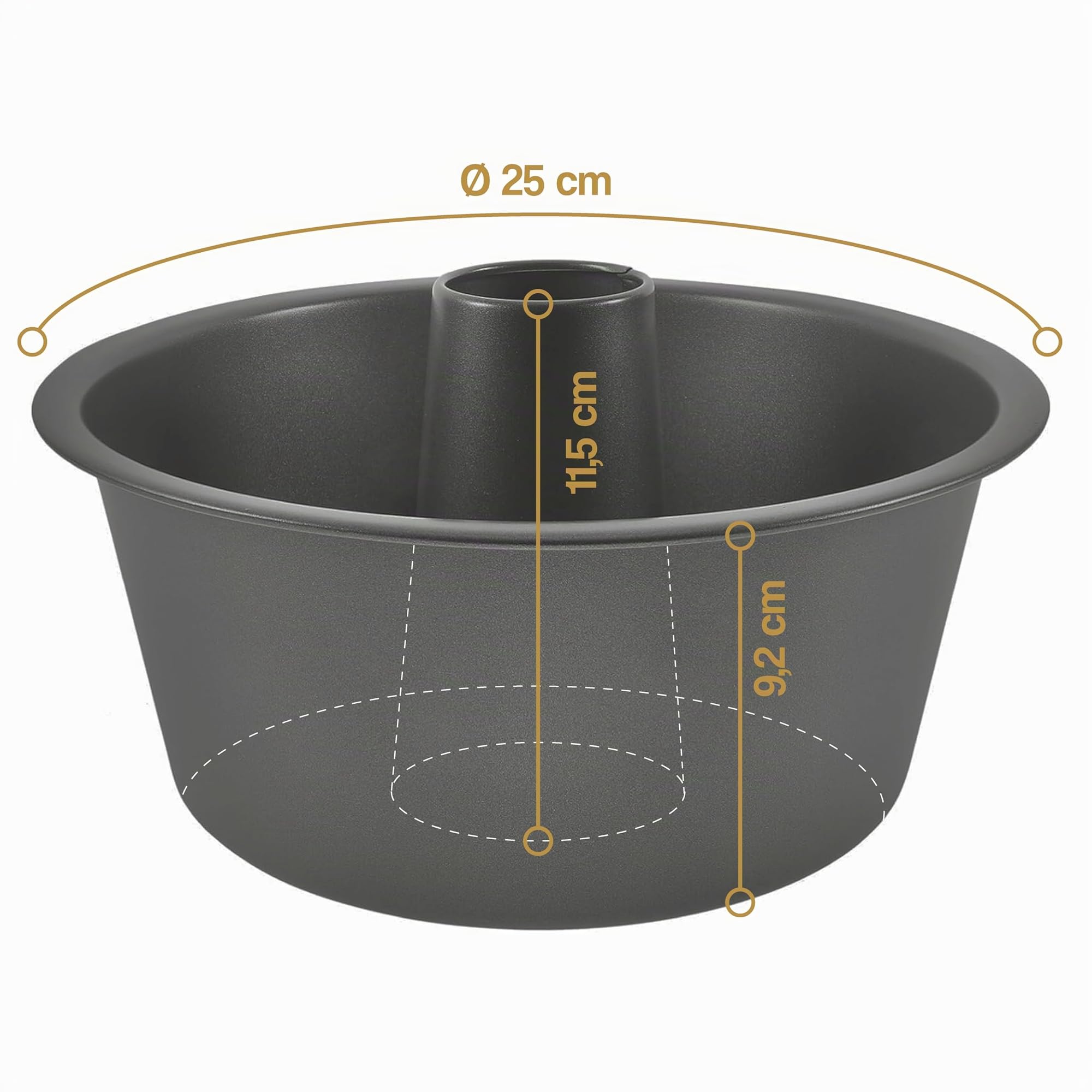 25 cm Stampo Savarin/Ciambella con Tubo - Tortiera Savarin in Acciaio con Rivestimento Antiaderente - Stampo per Ciambella con Tubo - Tortiera da Forno per Biscotti e Torte - 25 cm
