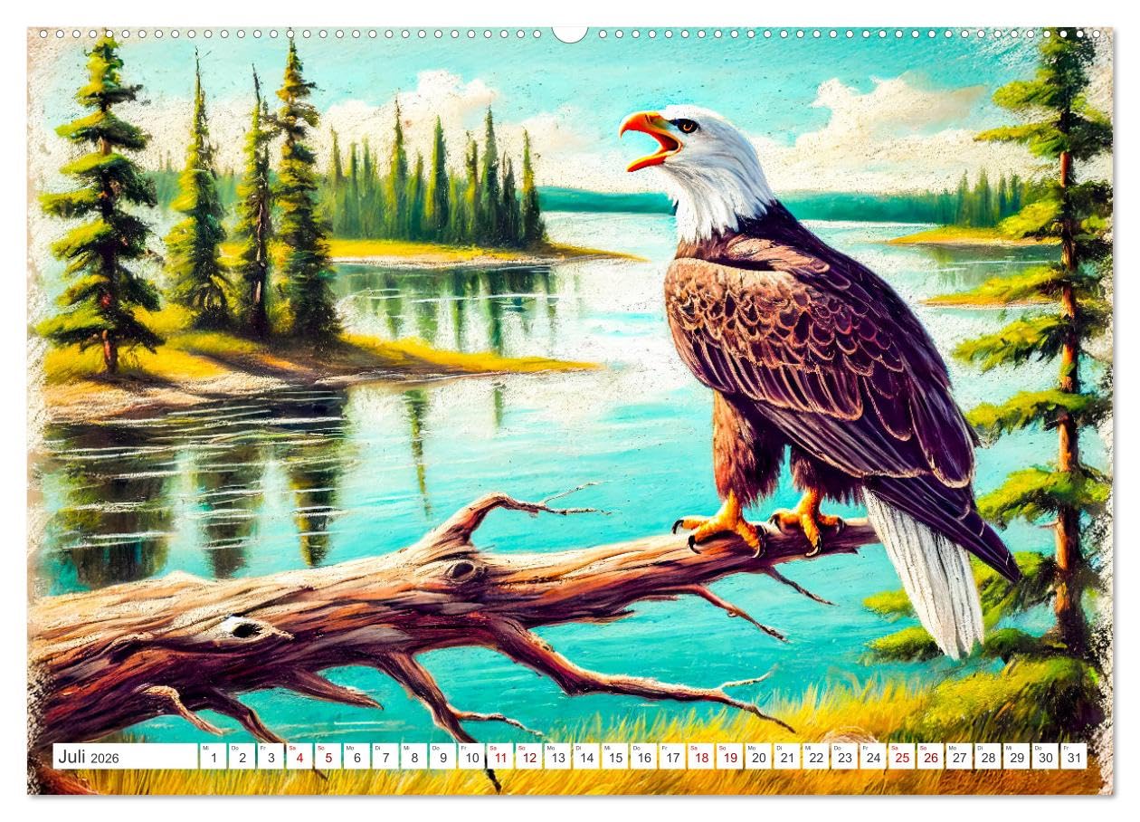 Der Ruf des Adlers - Majestätischer König der Lüfte in Aktion (hochwertiger Premium Wandkalender 2026 DIN A2 quer), Kunstdruck in Hochglanz: ... im Flug und auf der Jagd (CALVENDO Tiere)