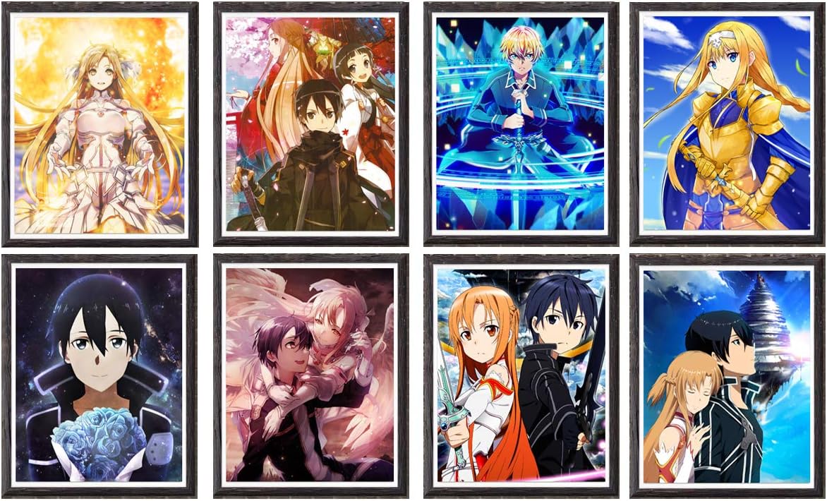 Asuna X Kirito Sword Anime Poster Artwork Canvas Wallpaper 8 X 10 Inches No Frame 8pcs Amazon Co Uk Home Kitchen
