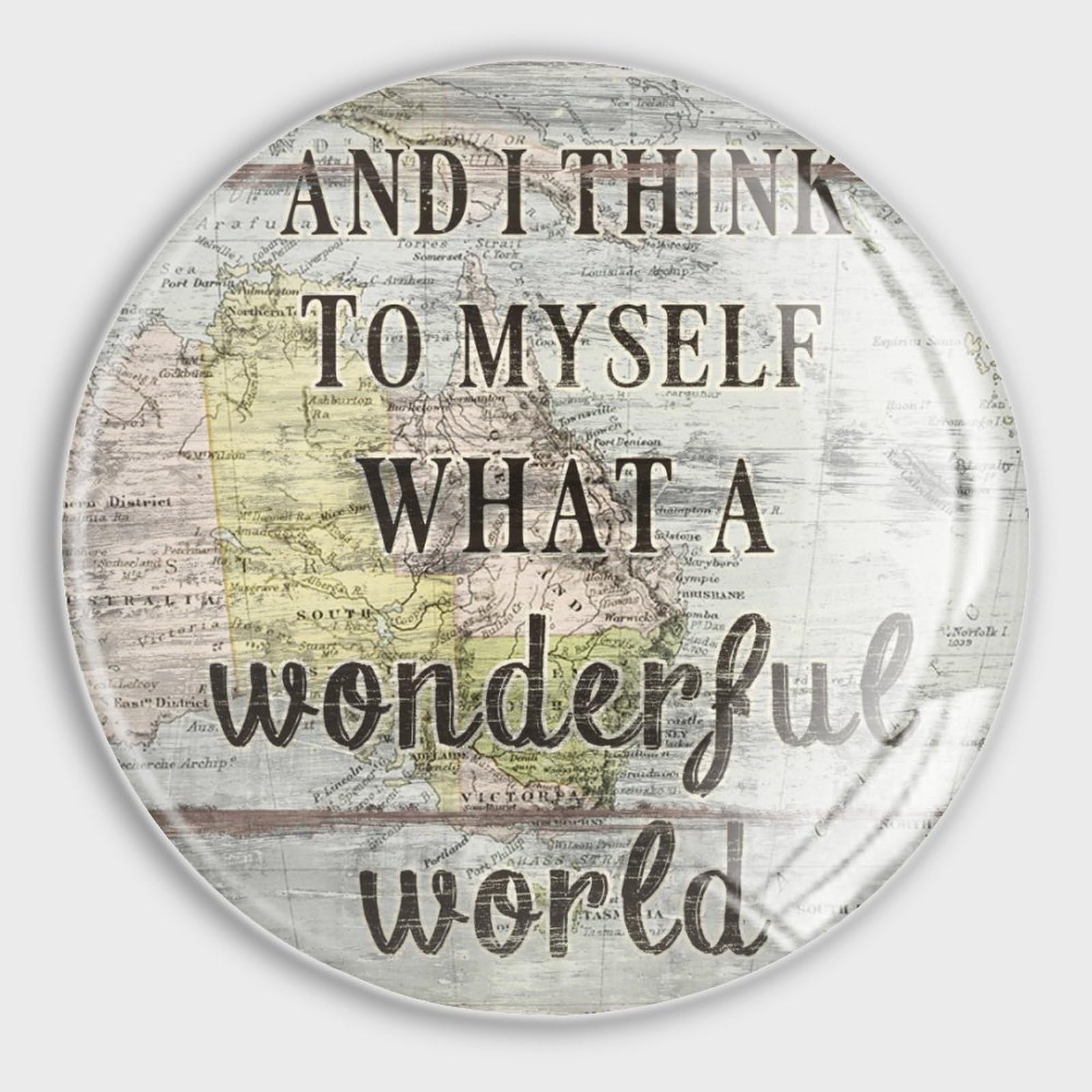 Aimants ronds mignons Wonderful World en verre style carte vintage pour frigo