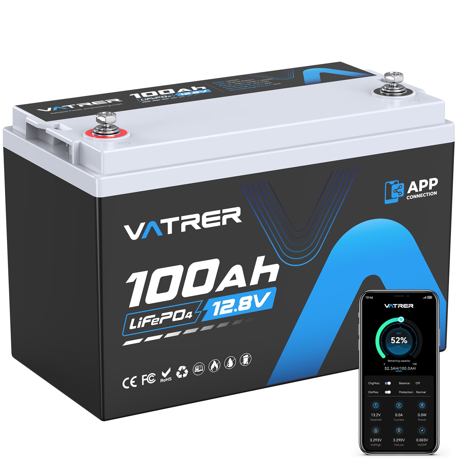 VATRER VATRER POWER LiFePO4 100Ah 5.12kw リン酸鉄 リチウムイオン 
