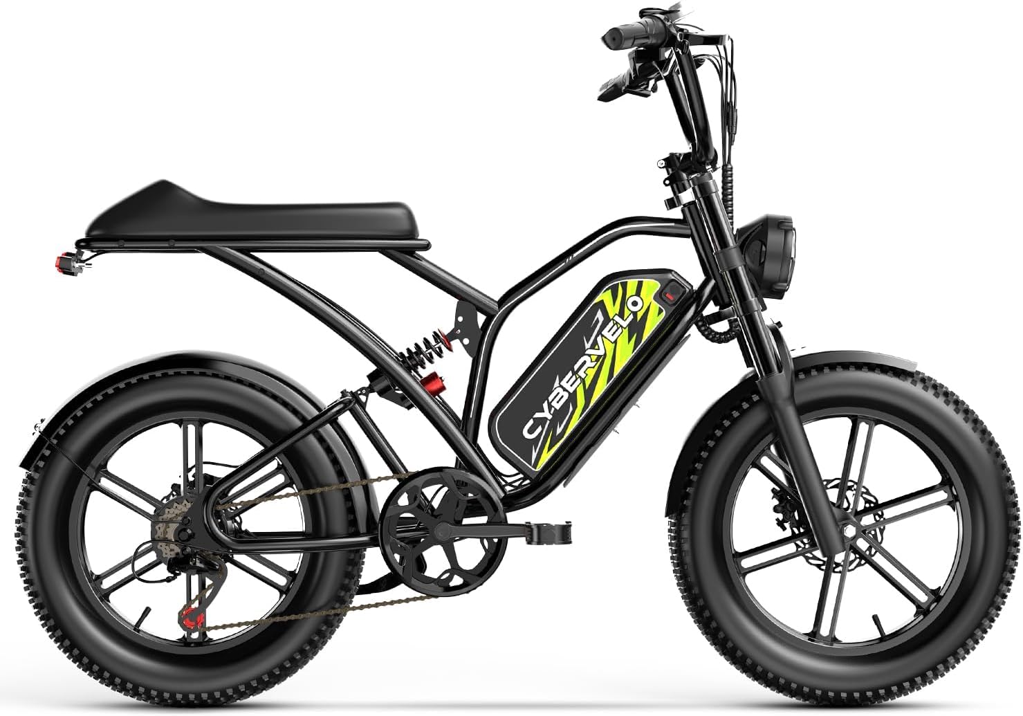 Cybervelo Electric Bike for Adults 1500W Peak 20" Fat Tire All-Terrain E-Bike 80 Miles 30MPH Electric Dirt Bike for Road Sand Mountain Snow - 48V 20/30AH Battery Powered Electric Motorcycle
