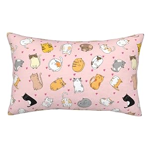 Zminciu Cute Cat Pillow Cover 16x24 Inch Bed Pillow Pillowcases with Hidden Zipper Lumbar Pillow Case Cushion Queen