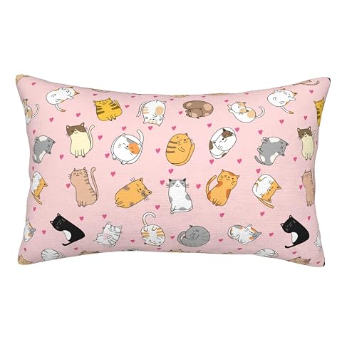 Zminciu Cute Cat Pillow Cover 16x24 Inch Bed Pillow Pillowcases with Hidden Zipper Lumbar Pillow Case Cushion Queen