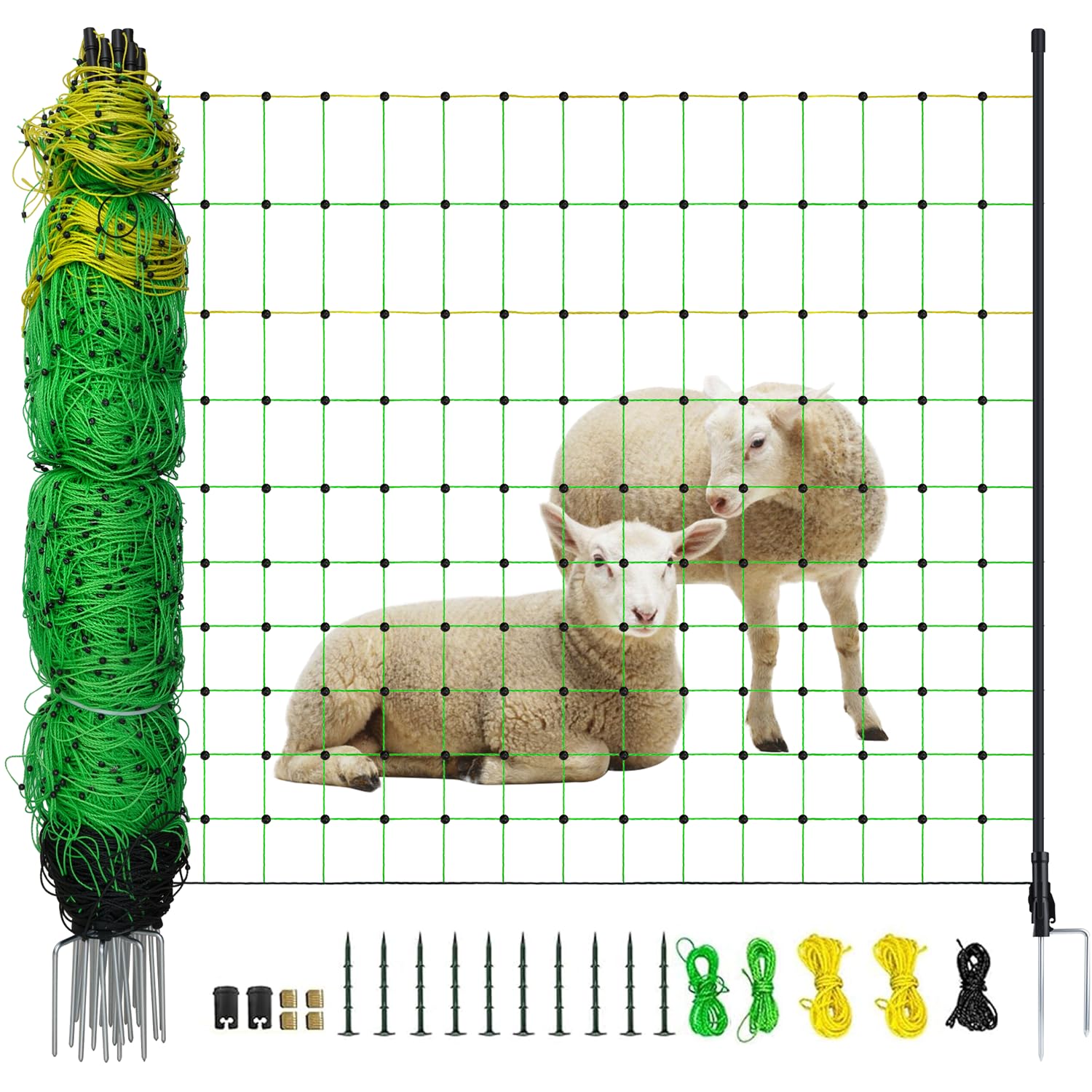 Electric Fence Netting, 47.2" H x 164' L, Portable Livestock Nets Mesh for Hog, Dogs, Deer, Goats, Larger Animals Electric Fencing for Backyards, Homesteaders, Farms, Ranches, Gardens