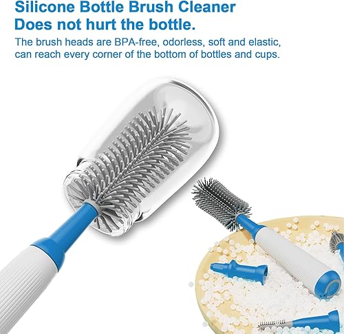 Miniatura 6 de Electric Bottle Brush Cleaner Set, Waterproof Electric Baby Bottle Brush with 4 Piece Silicone Brush for Bottle,Pacifier,Straw, Multifunctional