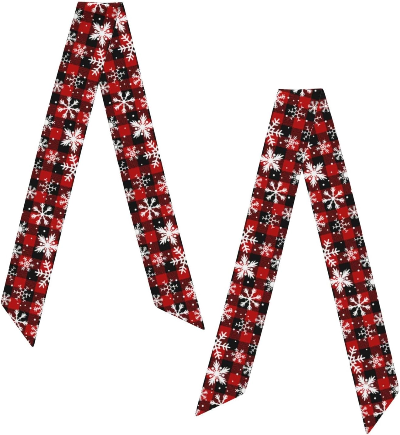 Christmas Plaid Snowflake Head Scarf Hair Neck Scarves for Women Xmas Holiady Purse Bag Scarf for Handbag Headscarf - Image 7