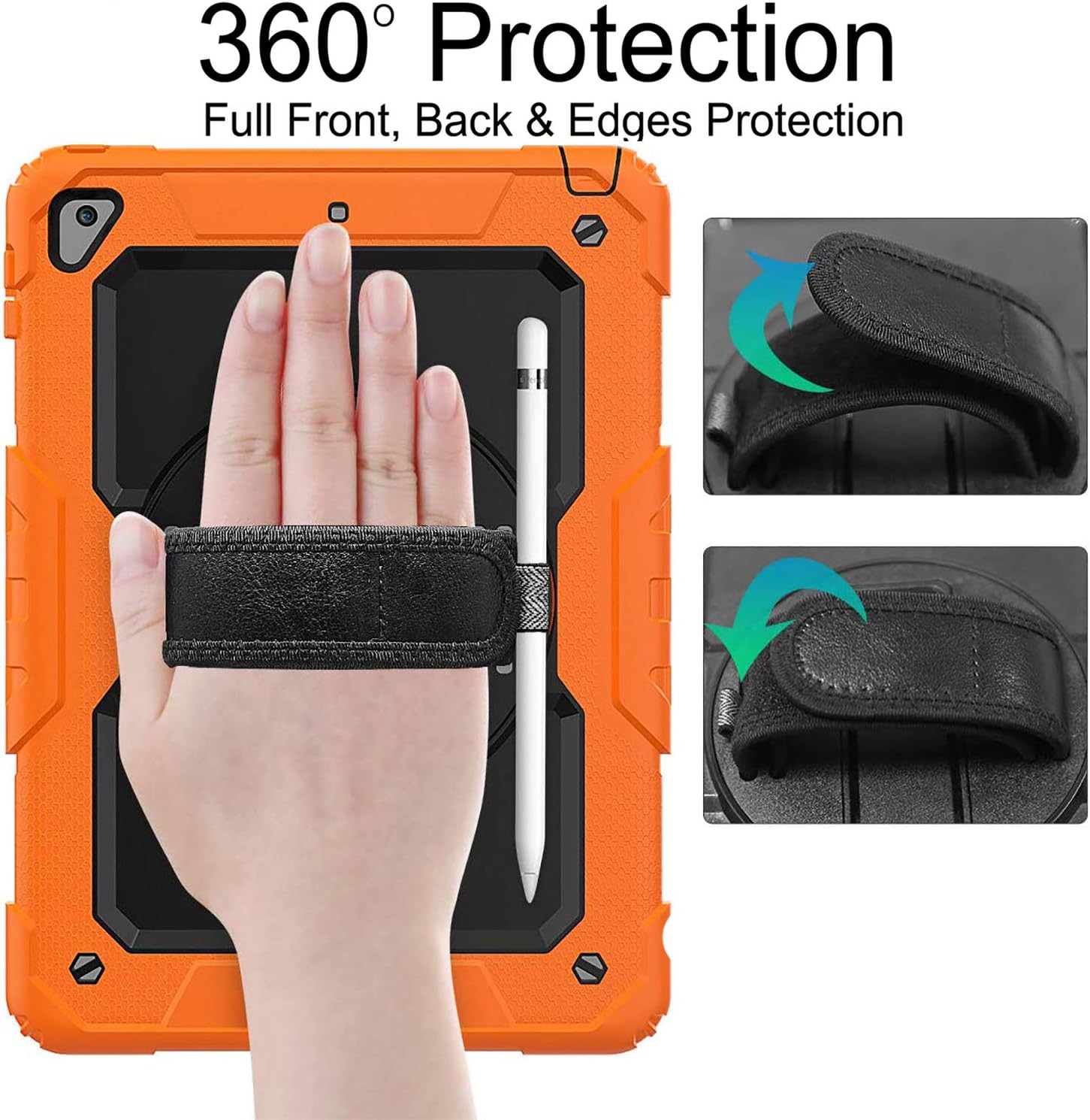 DuraSafe Cases for iPad 10.2 Inch 9 8 7 2021 2020 2019 [iPad 9th / 8th / 7th Gen ] A2197 A2270 A2602 MW762LL/A MYLC2LL/A MYL92LL/A MK2L3LL/A Built-in Kick Stand Heavy Duty Rugged Case - Orange
