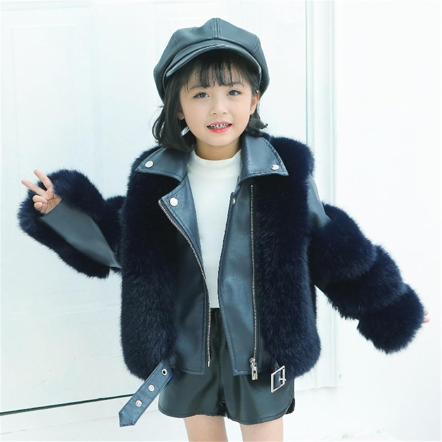 Toddler Baby Girls Thick Fuzzy Coat Kids Winter Zipper Up Solid Windproof Thicken Jacket Coat Warm Outerwear 2-8 Years