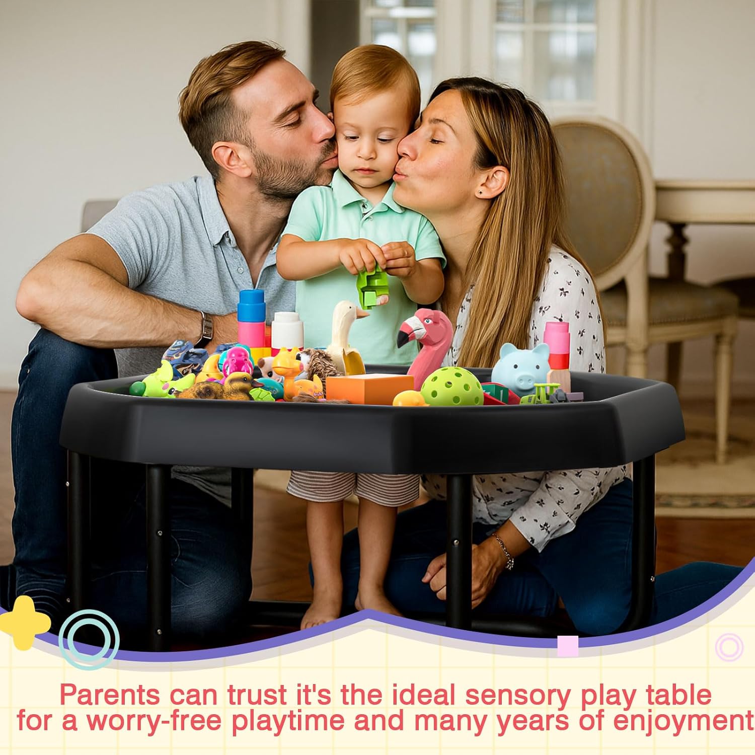 39.37'' Sensory Tray Large Size Durable Play Tuff Tray with Adjustable Height Stand for Kids Toddlers Indoor Outdoor for Sand Water Block Pasta Rainbow Rice Christmas Novelty Gifts (Large)