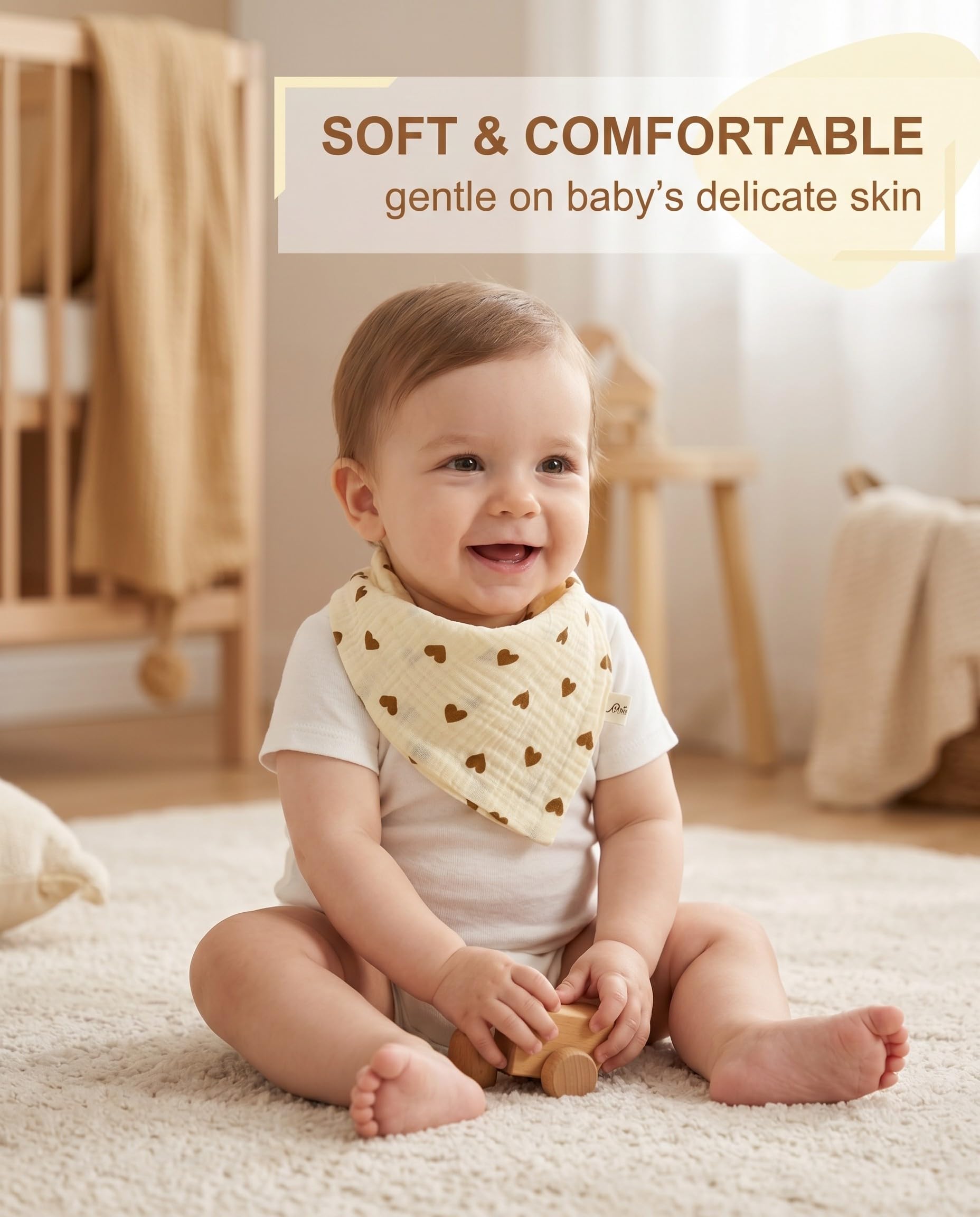 Bavaglini Neonato 100% Cotone Mussola Set Assorbenti Traspiranti Regolabili Orsetto Cuore Arcobaleno Koala