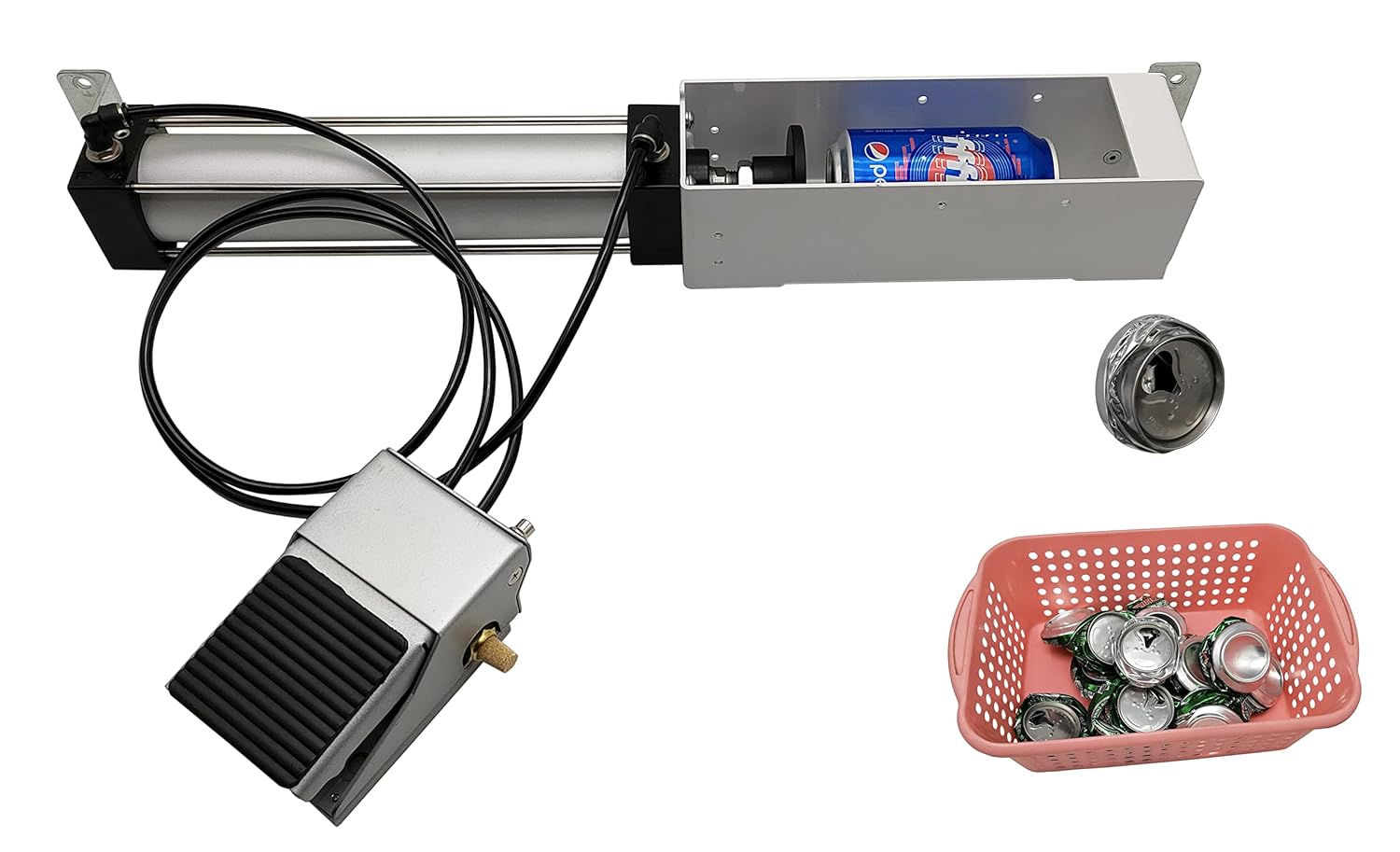 Aluminum Can Crusher, Heavy Duty Pneumatic Cylinder Soda Beer Can