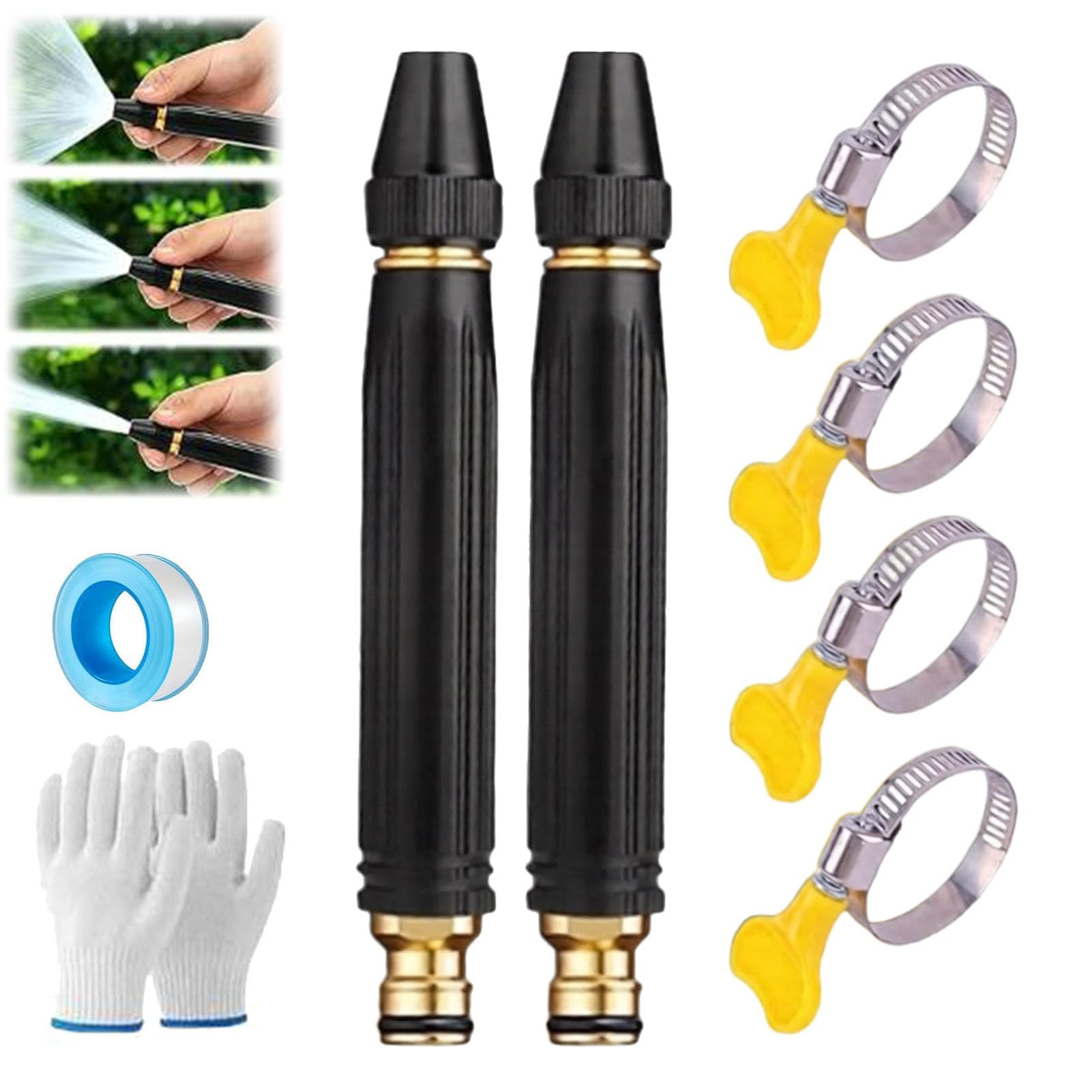 Genérico Pistola De Agua a Presión para Lavado De Autos con Boquilla De Refuerzo Y Manguera, Pistola De Agua Ajustable De Alta Presión para Lavado De Automóviles, Jardinería, Limpieza De Patio,A