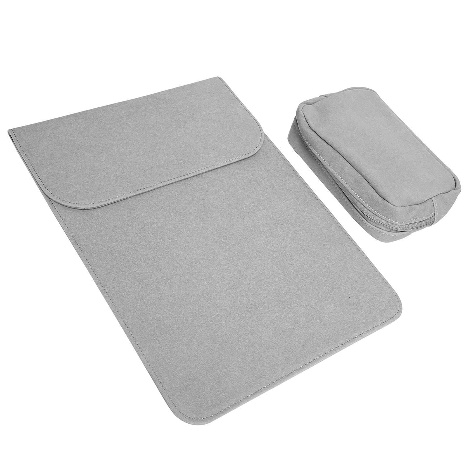 Laptop Carrying Case, Dual Magnet Desig PU Leather Portable Protection Laptop Bag Case Multifunction for iOS Air/Pro(Matte Gray)-image-21