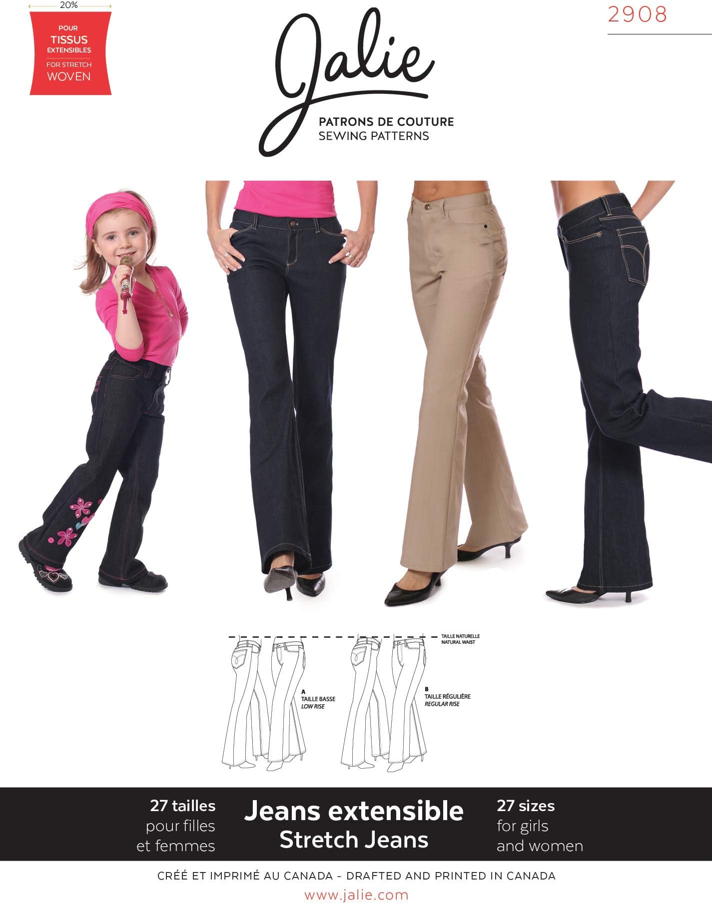 JALIE PATTERNS JP-2908 Jalie Women's Stretch Jeans Pattern, Each