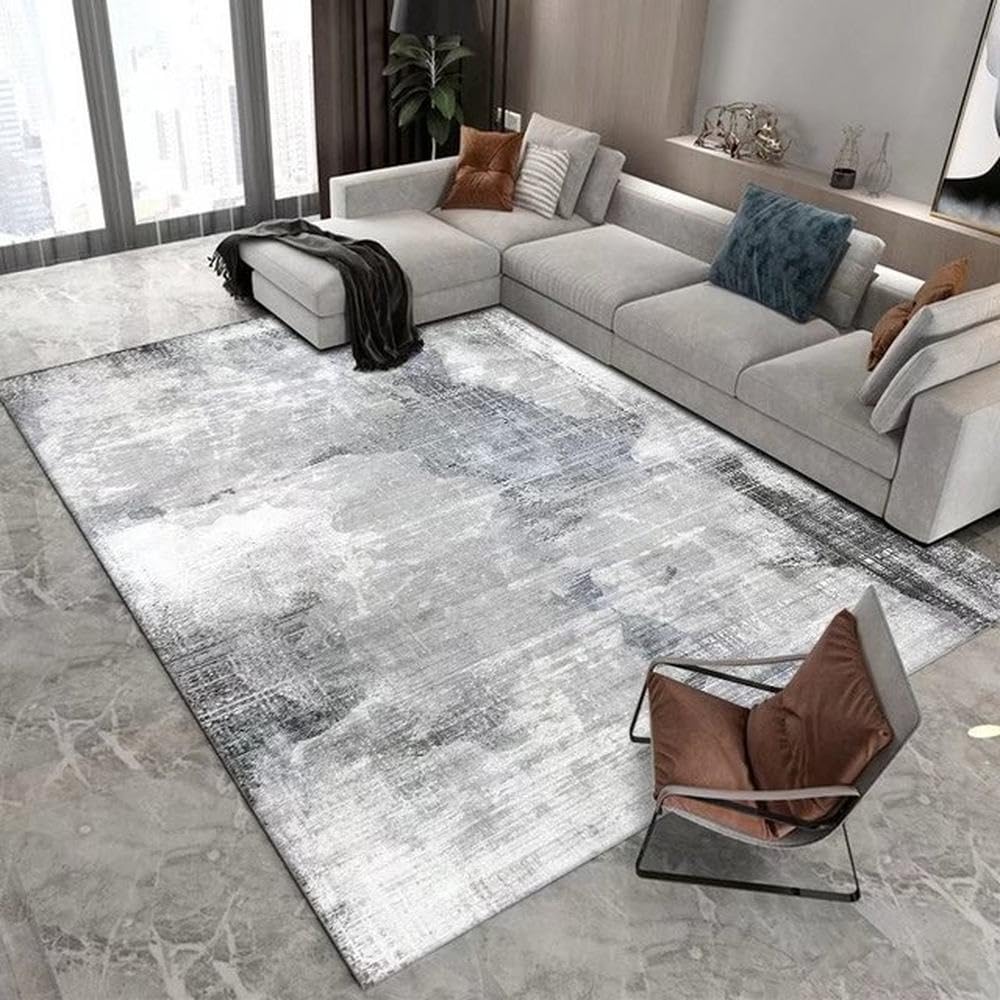 Tapis de chambre de grande taille en flanelle style moderne vert gris