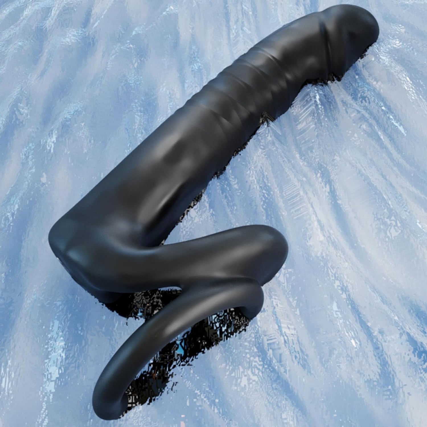 Black Anal Prostate Vibrator with 2 Cock Rings, Silicone Electric Butt Plug Adult Sex Toy with 10 Vibration & 10 Telescopic Modes