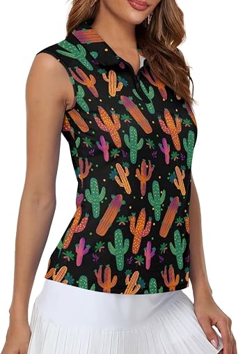 Golf Shirt Women Sleeveless, Soft Women Sleeveless Golf Shirt, Zip Tank Tops Polo Shirts for Summer