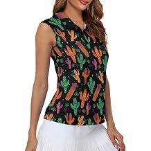 Golf Shirt Women Sleeveless, Soft Women Sleeveless Golf Shirt, Zip Tank Tops Polo Shirts for Summer