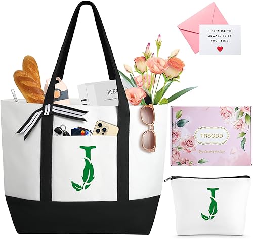 Miniatura 1 de Bolsa grande para mujer, bolsa de playa con monogramo inicial, bolsa de playa, amiga de 50 años, hermana, novia, regalos de Navidad, bolsa para