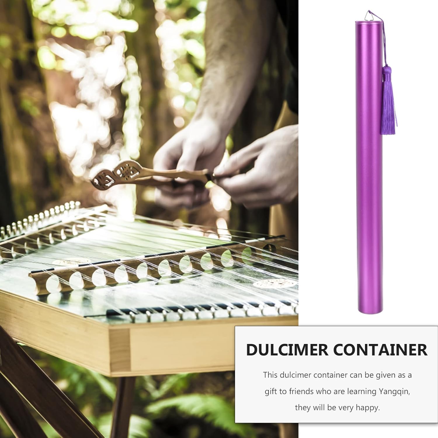 Toddmomy Dulcimer Storage Tube Large Capacity Aluminum Alloy Yangqin Accessory Case Bright Color Compatible Dulcimer Supplies and Parts