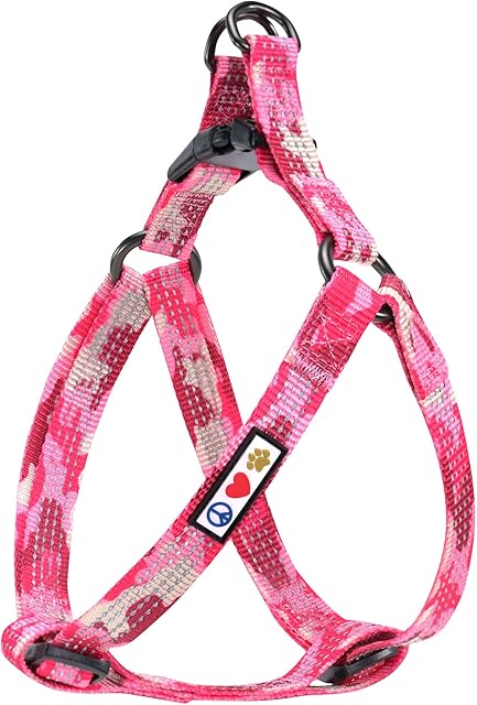 Pawtitas Reflective Step In Dog Harness or Reflective Vest Harness, Comfort Control, Training Walking of your Puppy / Dog Medium Dog Harness M Pink Camouflage Dog Harness