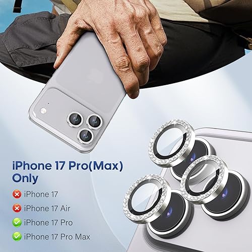 Miniatura 57 de Xfilm Protector de lente de cámara Bling para iPhone 14 Pro/14 Pro Max, dureza 9H a prueba de rayones, protector de anillo individual de metal