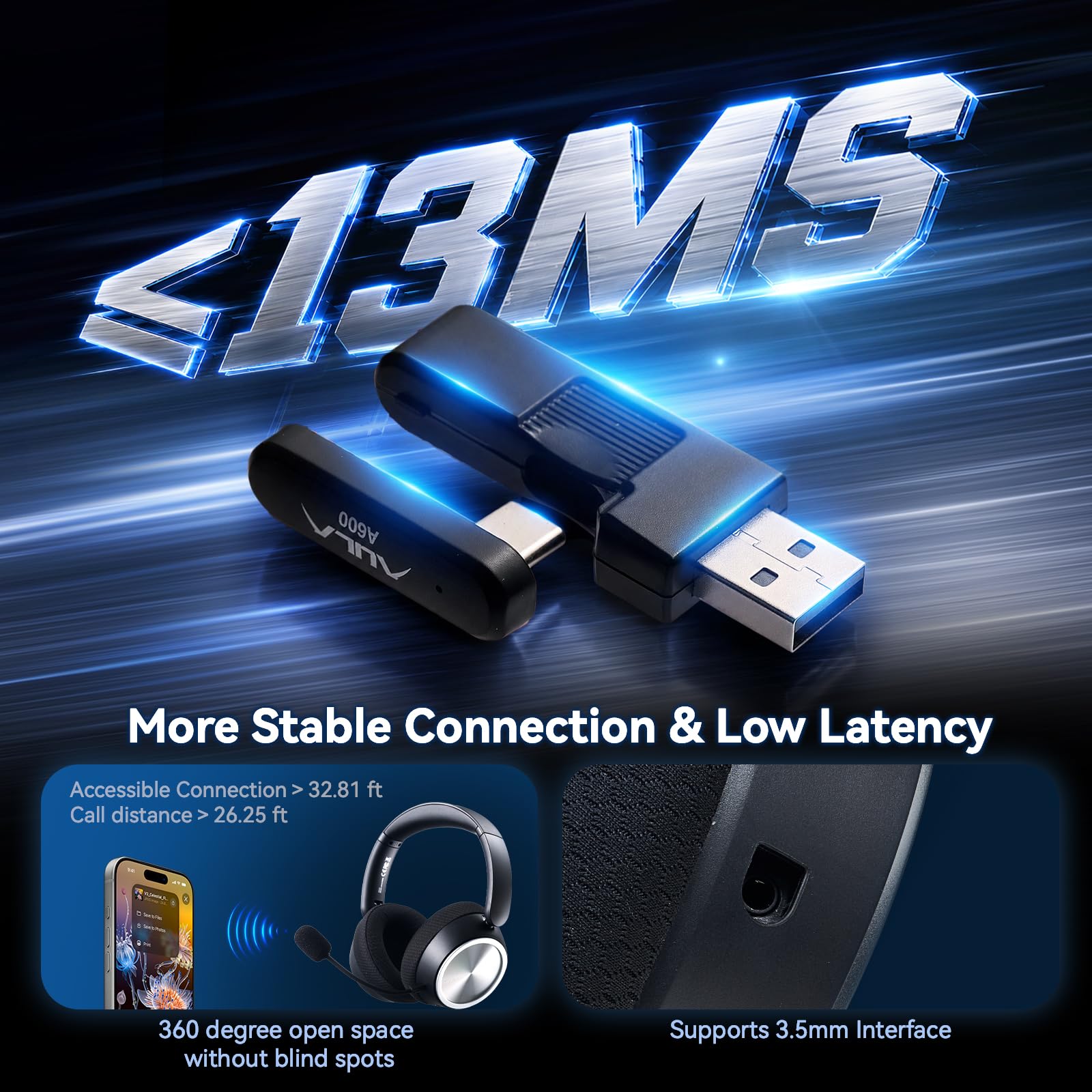 Auriculares inalámbricos para juegos para PS5, Xbox, PC, PS4, Mac, Switch, móvil, auriculares Bluetooth para juegos 2026 con micrófono, cancelación de ruido, conexión 4 en 1, latencia de 13 m, batería