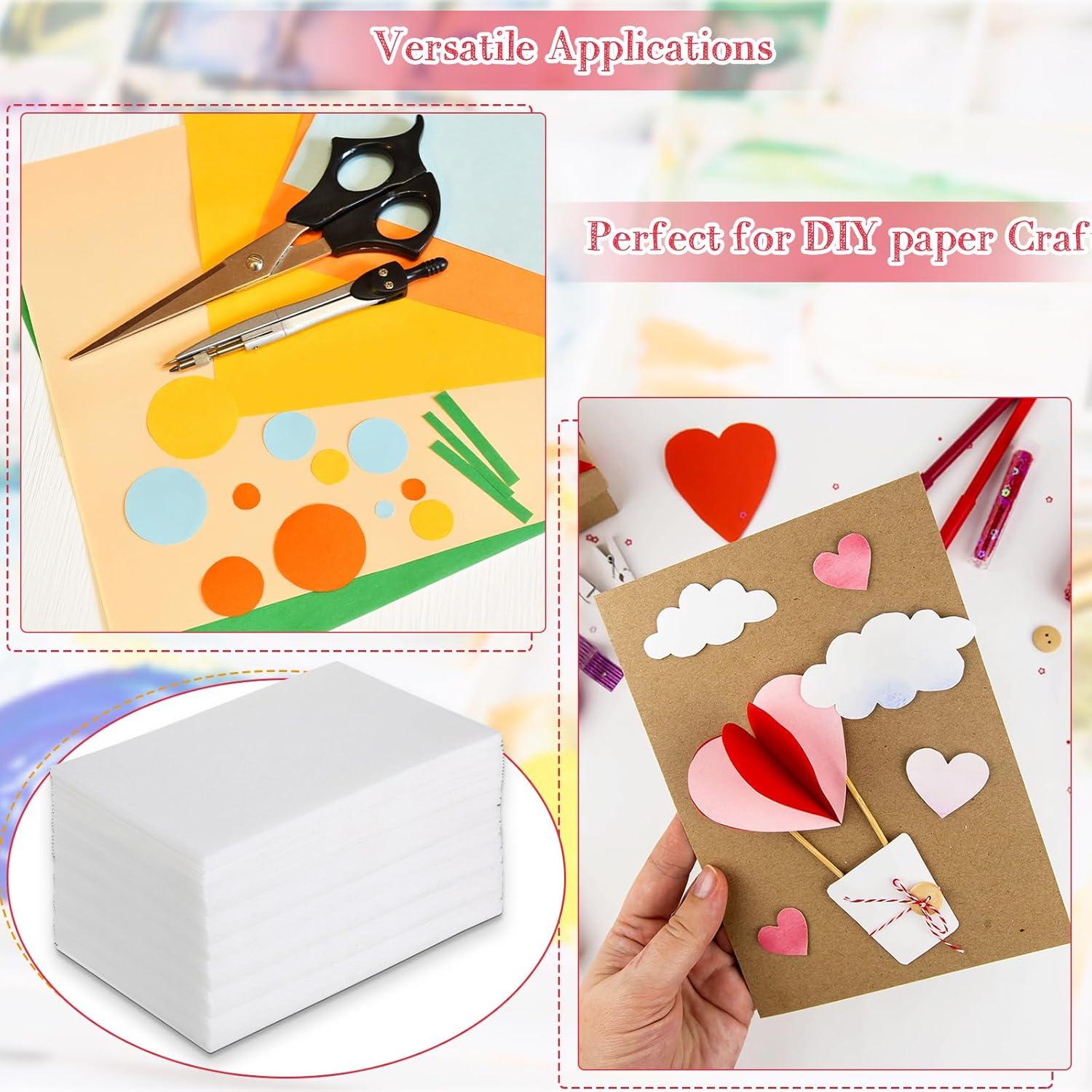 Cholemy 240 Pcs Foam Printing Plates 6 x 9 Inch Crafting White Foam Sheets Board Thick Papers Set for Scrapbooking Card Making DIY Project Crafting Printing Stamp Classroom Supplies