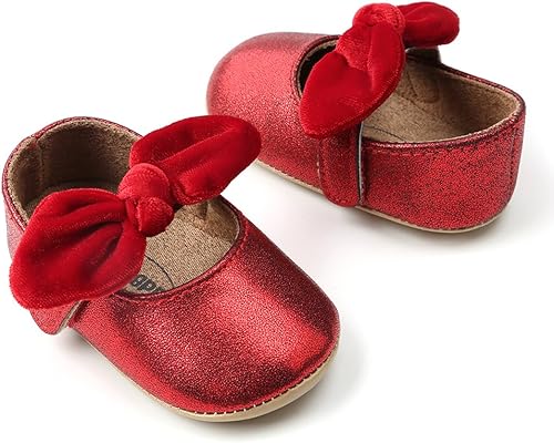 Miniatura 3 de Mary Jane - Zapatos de princesa para bebé, zapatos planos para niñas que ya caminan con suela de goma antideslizante y moño