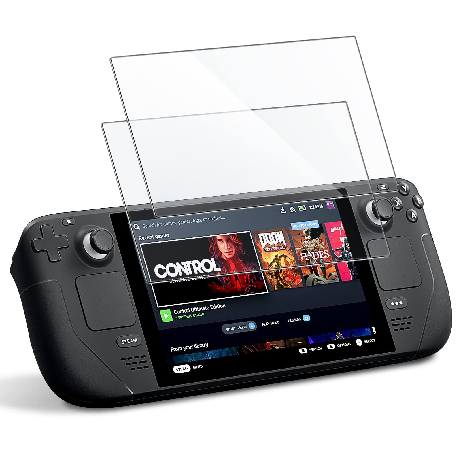 eWINNER 2 Pack Screen Protector Compatible with Steam Deck 2022 Release / 9H Hardness Tempered Glass Protective Film Scratch Resistant Anti-Fingerprint Crystal Clear (for Steam Deck 2022 Release)