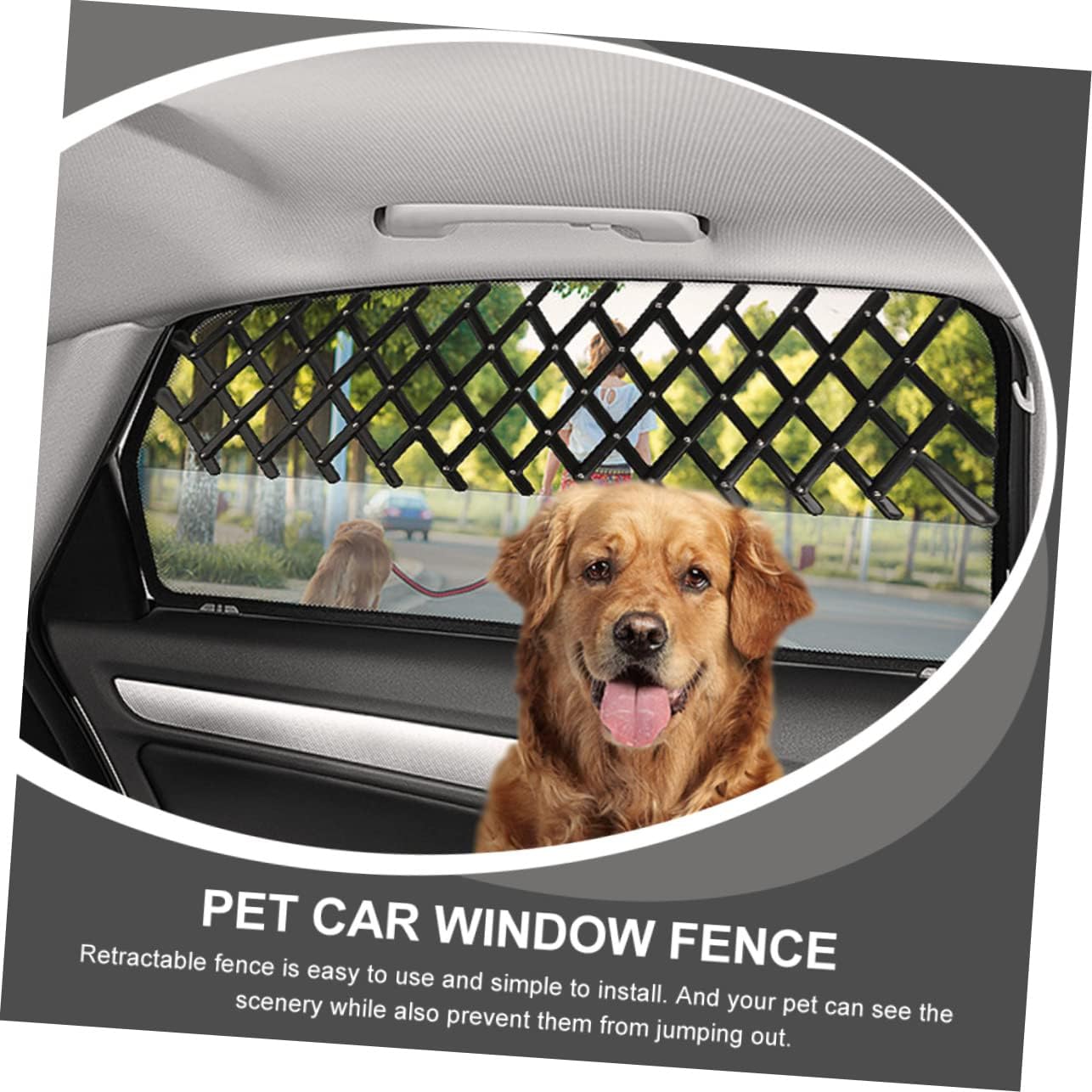 Balacoo 4pcs Dog gate with cat Door pet car Window pet gate with cat Door Way Barrier Portable playpen for Dogs car Window Fence Truck Scalable Travel Metal