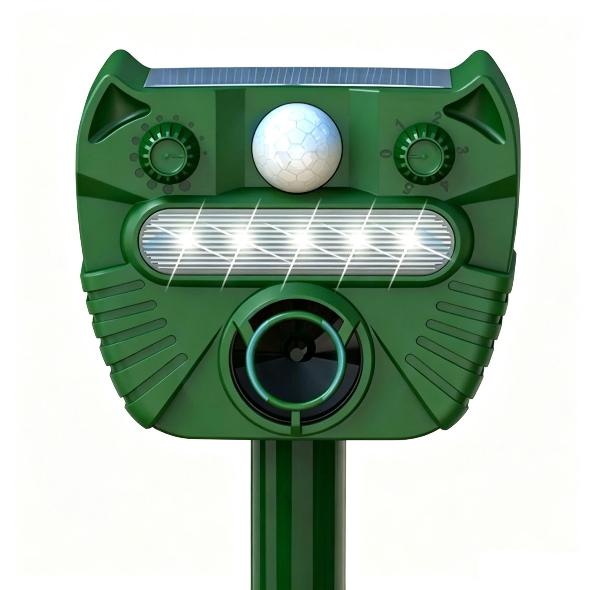Repellente ad ultrasuoni per gatti da giardino | Repellente solare USB per animali IP45, 5 modalità, contro gatti, cani, uccelli, volpi, martore e ratti.