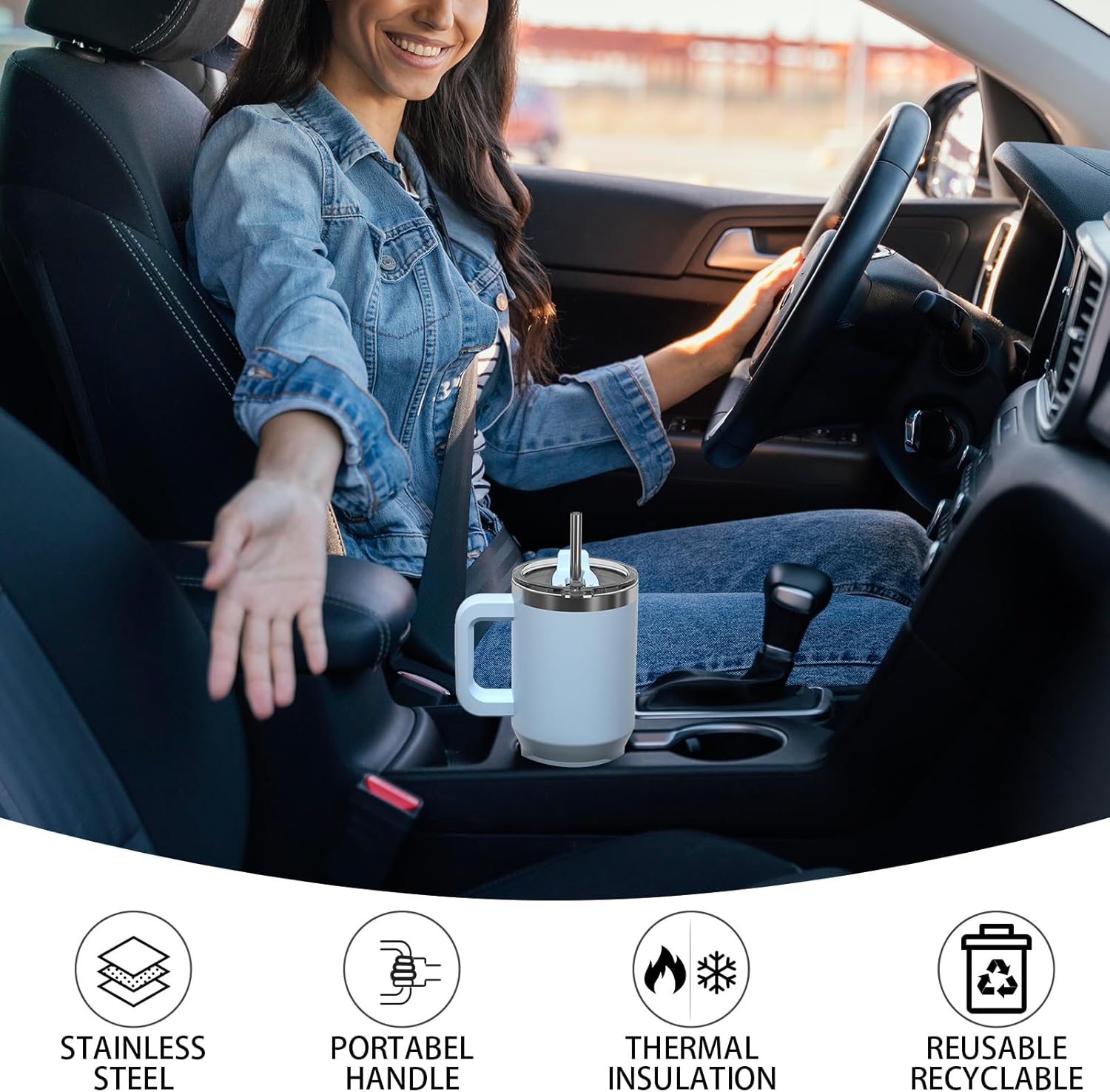 20 oz Tumbler with Handle,Tumbler with Lid and Straw,Double Wall Insulated Cup Stainless Steel Travel Mug(Cold for 34 Hours),Water Bottle for Iced Tea,Coffee,Cold Beverages(Blue) - Image 7