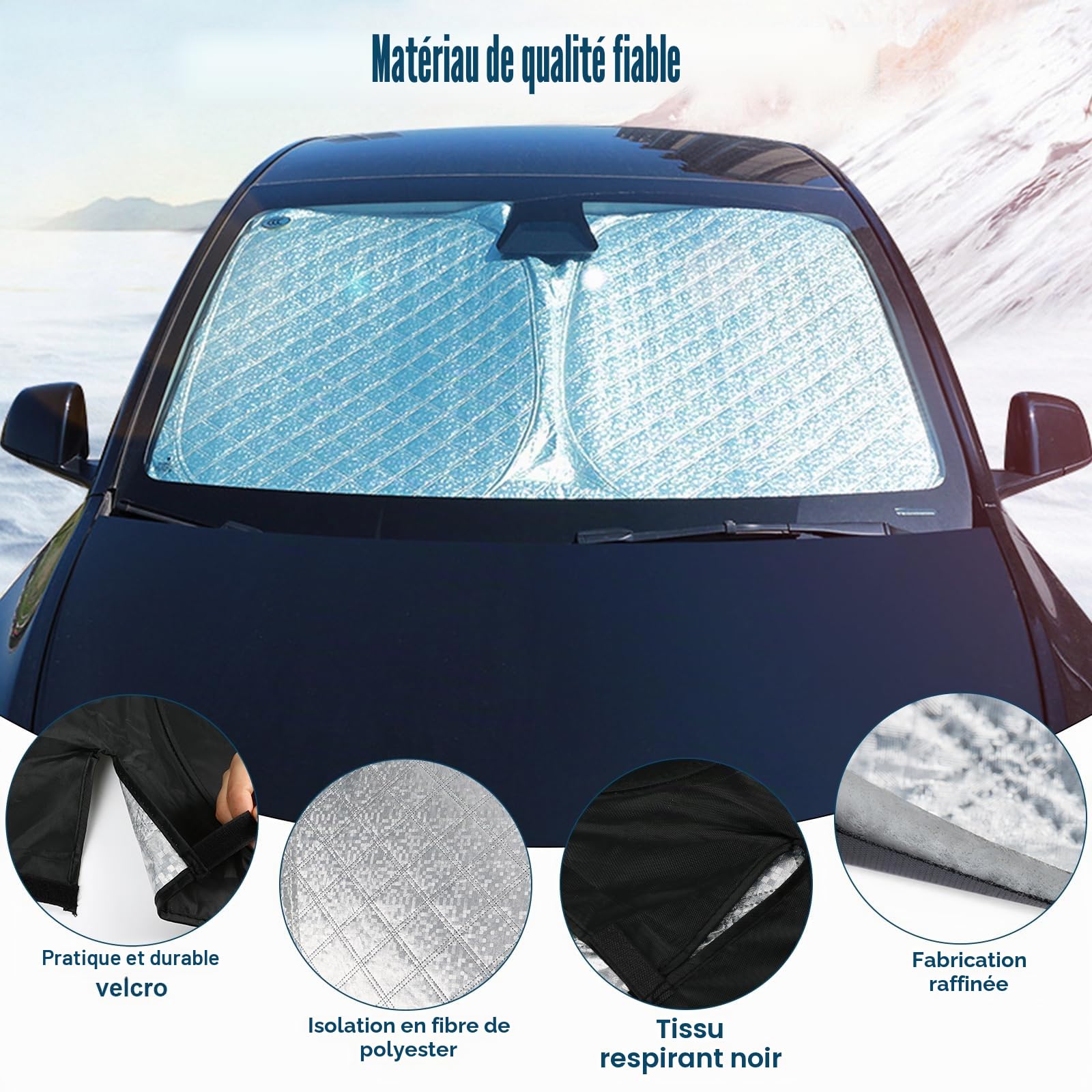 Pare-Soleil Anti-UV Pliant pour Pare-Brise Avant Remplacement pour Audi Q3 2018-2024, Pare Soleils pour Voiture à l'intérieur Pliable Couverture, Protection Anti-poussière Réfléchissante UV