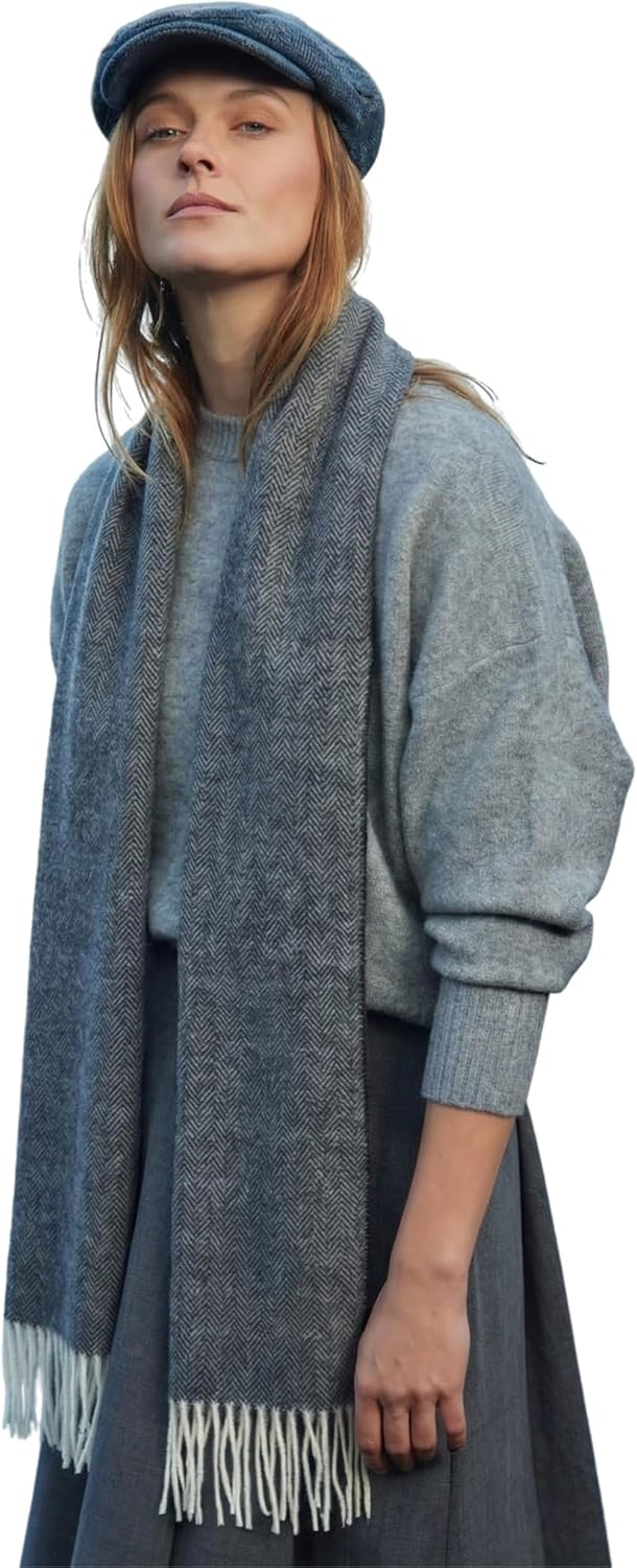 Biddy Murphy Irish Wool Scarf for Women & Men, Soft Warm Plaid Tartan Scarf, 9" x 78", Made in Ireland