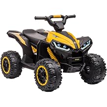 Kids Electric Quad Bike Electric Kids Car 12V Ride on Car with Parent Remote Control, 2x35W Motors for 3-8 Years, Slow Start Function, LED Lights & Multimedia Player, Yellow