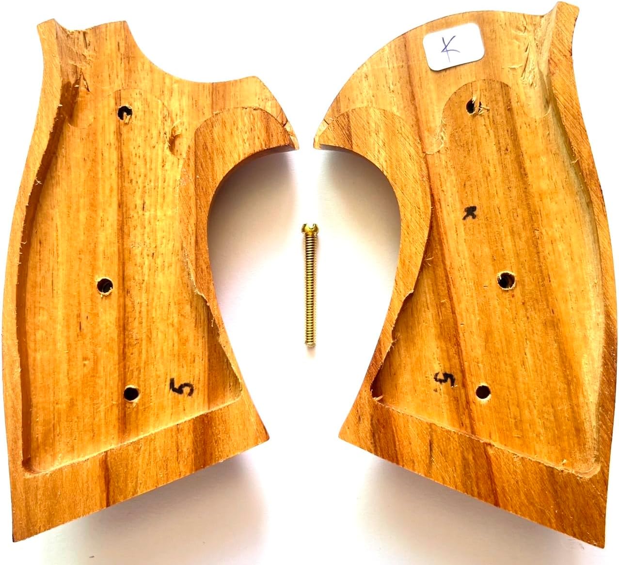 Hardwood Handgun Grips Compatible with Smith and Wesson K/L Frame Square Butt Revolvers Finger Groove Checkered Design Deluxe Classic Handmade Craft Handcraft