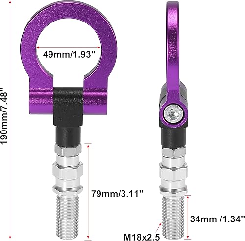 Miniatura 4 de X AUTOHAUX Tornillo de gancho de remolque de remolque de parachoques delantero de aleación de aluminio púrpura