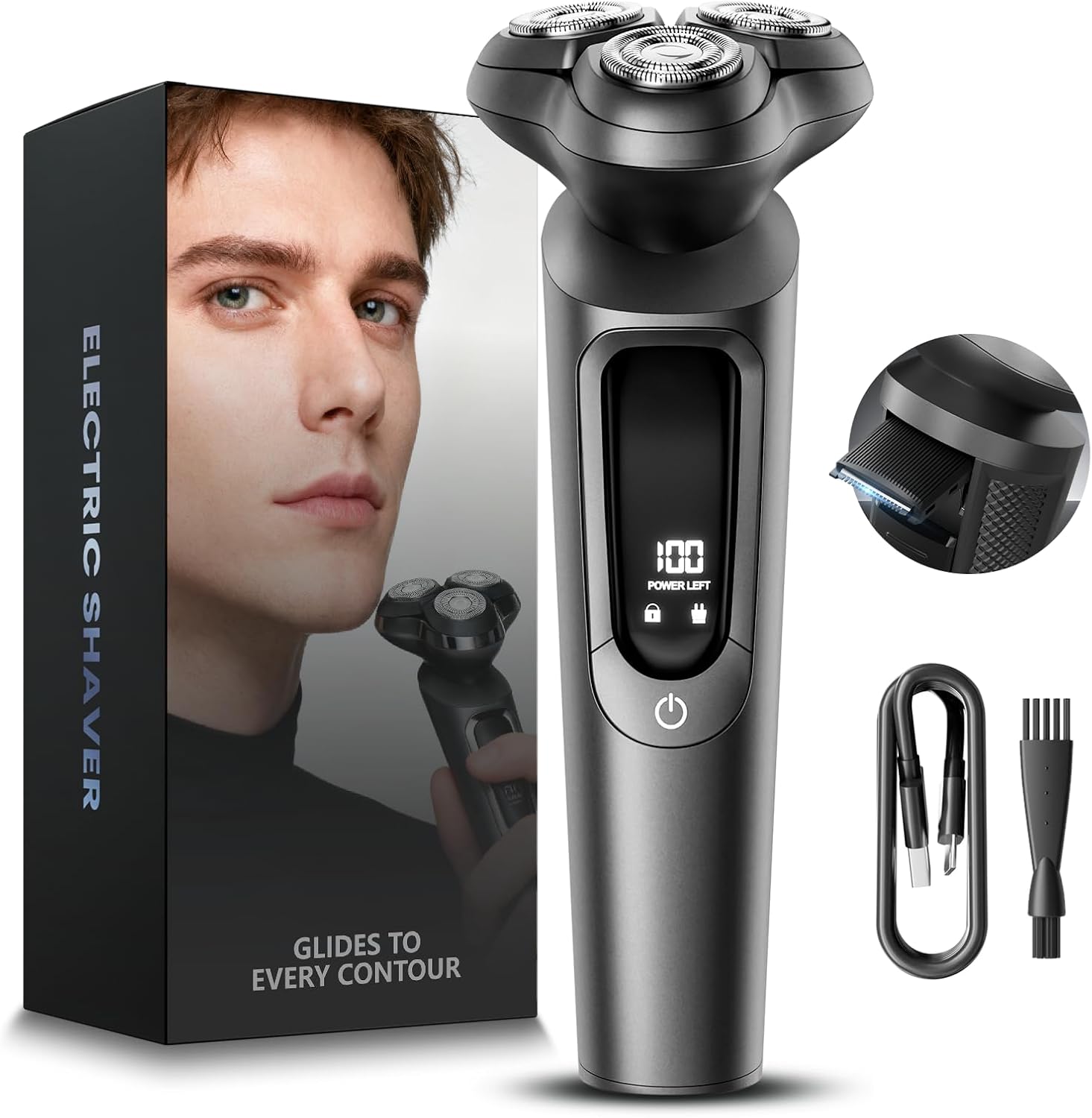 Electric Razor for Men, 3D Flex Blades with Pop-Up Trimmer