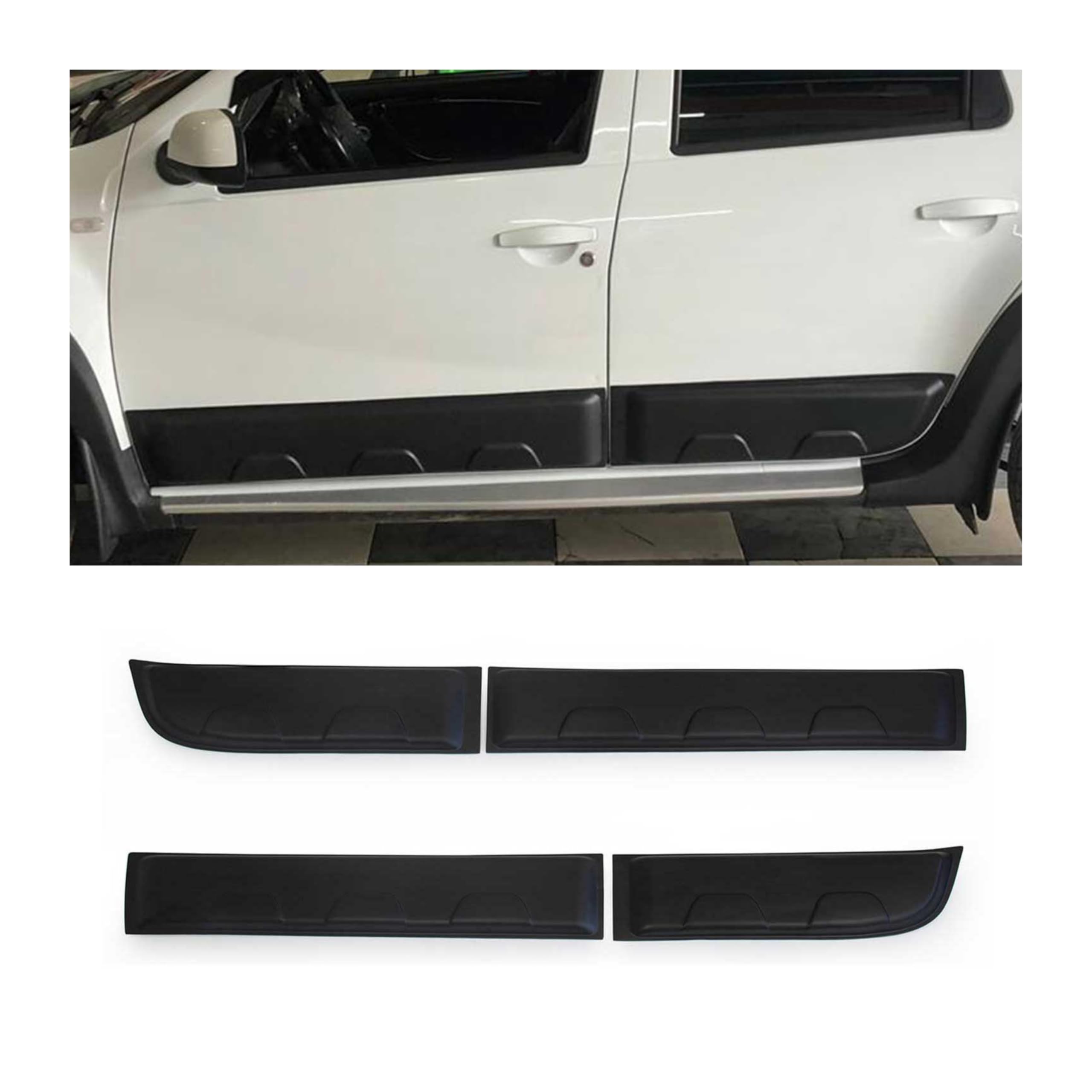 OMAC Türschutzleisten Seitenschutz 4X Compatible con Dacia Duster 2010-2018 ABS Negro 4tlg