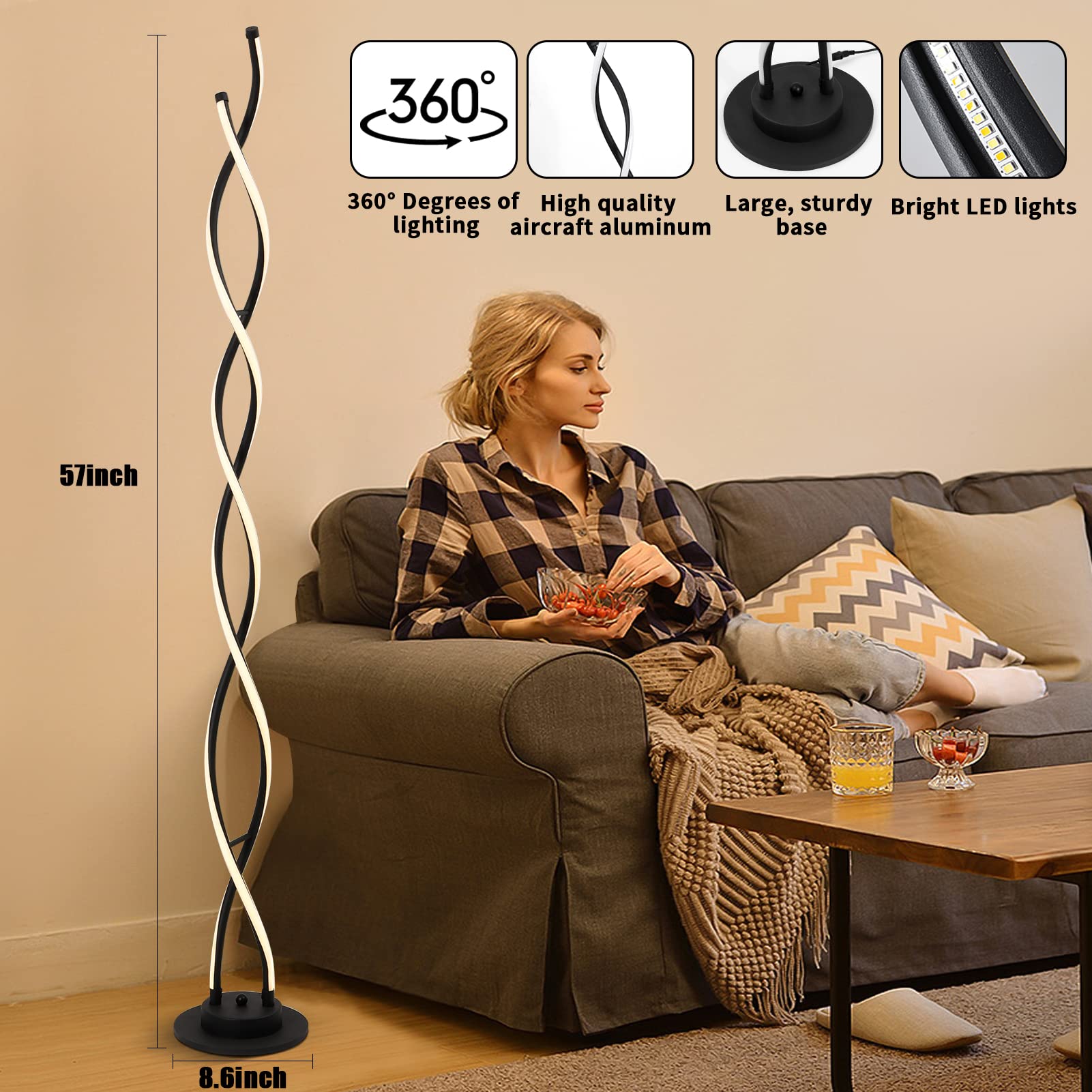 ZxWLife Floor Lamp, LED Modern Floor Lamps for Living Room